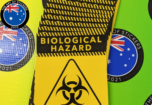 Bulk Custom Printed Contour Cut Die-Cut Biological Hazard Vinyl Business Safety Signage Stickers