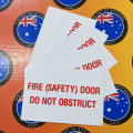 Custom Printed Contour Cut Die-Cut Fire Safety Door Vinyl Business Safety Signage Stickers