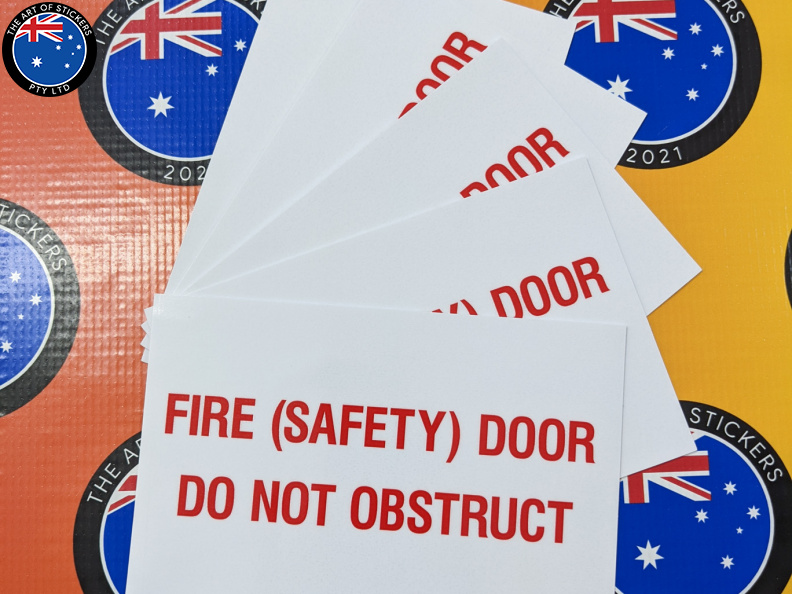 Custom Printed Contour Cut Die-Cut Fire Safety Door Vinyl Business Safety Signage Stickers