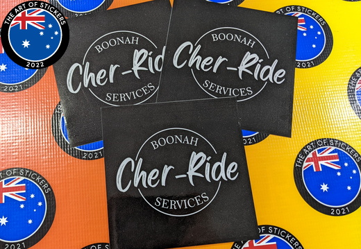 Custom Printed Die-Cut Boonah Cher-Ride Services Reflective Vinyl Business Stickers