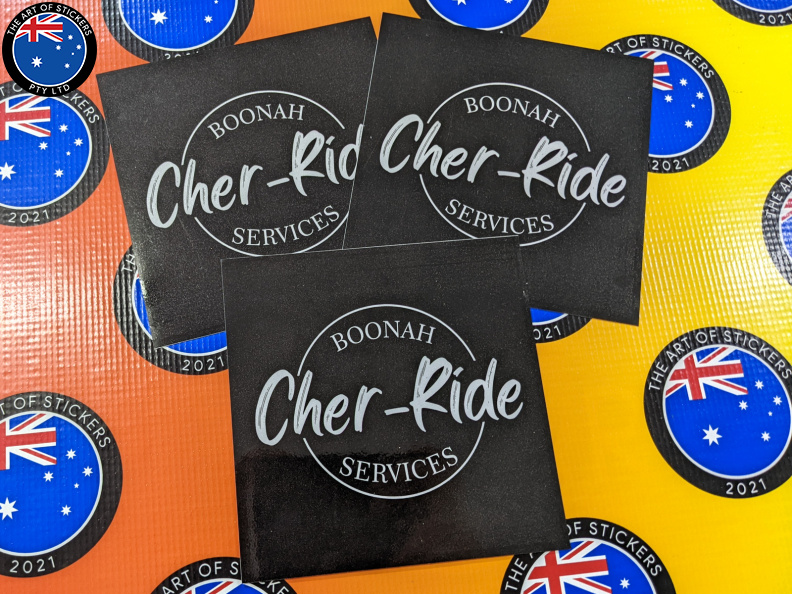 Custom Printed Die-Cut Boonah Cher-Ride Services Reflective Vinyl Business Stickers