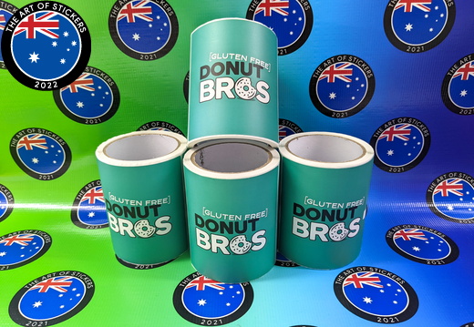 Bulk Custom Printed Contour Cut Donut Bros Vinyl Business Logo Sticker Rolls
