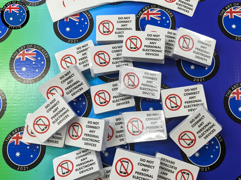 Bulk Custom Printed Contour Cut Die-Cut Do Not Connect Personal Devices Vinyl Business Safety Signage Stickers