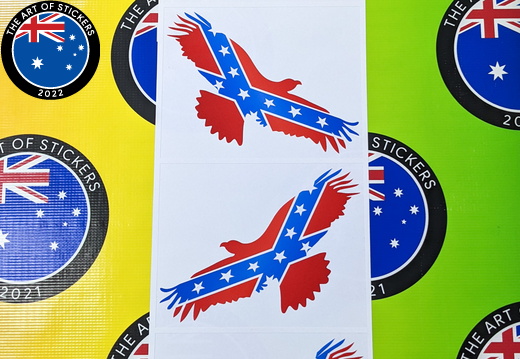 Custom Printed Contour Cut Confederate Flag Eagle Vinyl Stickers