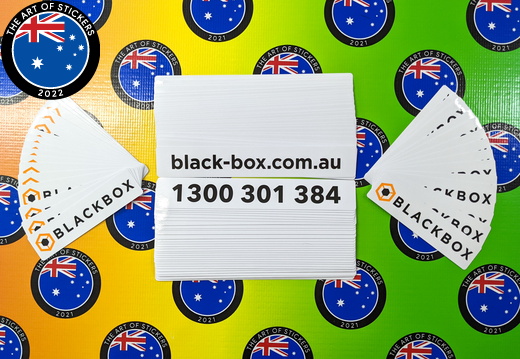 Bulk Custom Printed Contour Cut Die-Cut Blackbox Vinyl Business Logo Contact Stickers