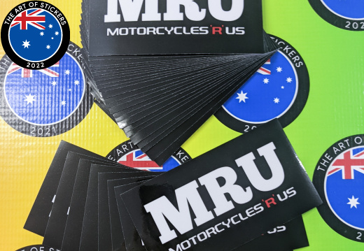 Bulk Custom Printed Contour Cut Die-Cut MRU Motorcycles R Us Vinyl Business Logo Stickers