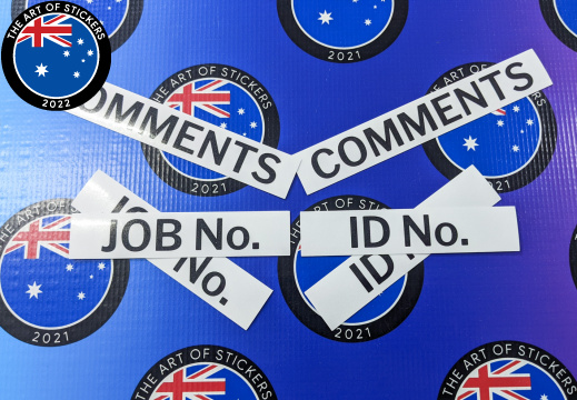 Custom Printed Contour Cut Die-Cut Comments Job No. IN No. Vinyl Business Stickers