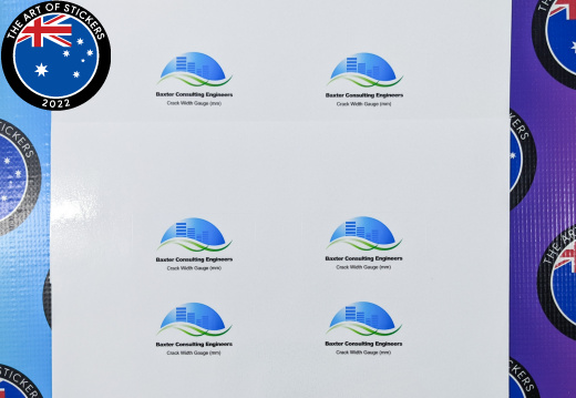 Custom Printed Contour Cut Die-Cut Baxter Consulting Engineers Vinyl Business Logo Sticker Sheets