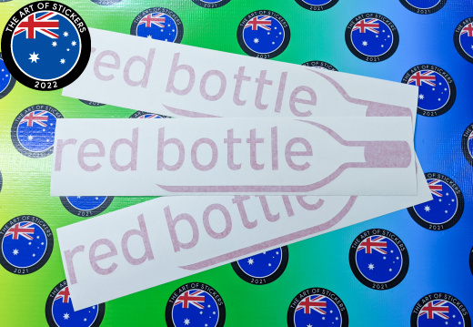 Custom Vinyl Cut Lettering Red Bottle Business Logo Stickers