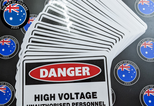 Bulk Catalogue Printed Contour Cut Die-Cut Danger High Voltage Vinyl Business Safety Signage Stickers