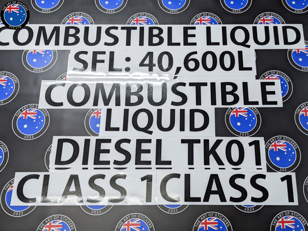 Custom Printed Contour Cut Die-Cut Combustible Liquids Vinyl Business Safety Stickers