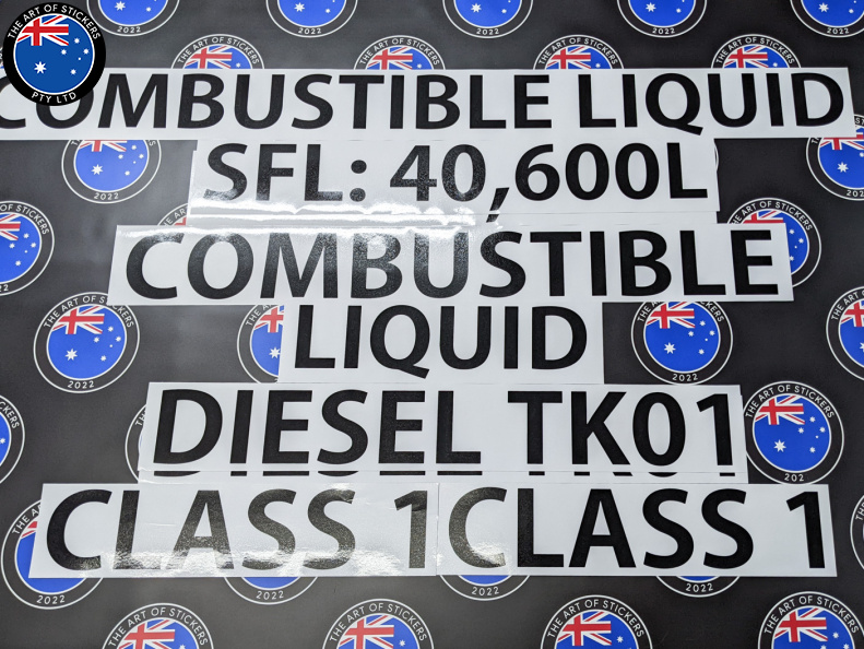 Custom Printed Contour Cut Die-Cut Combustible Liquids Vinyl Business Safety Stickers