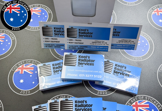 Custom Mixed Printed Die-Cut Kool's Radiator Services Vinyl Stickers and Business Cards