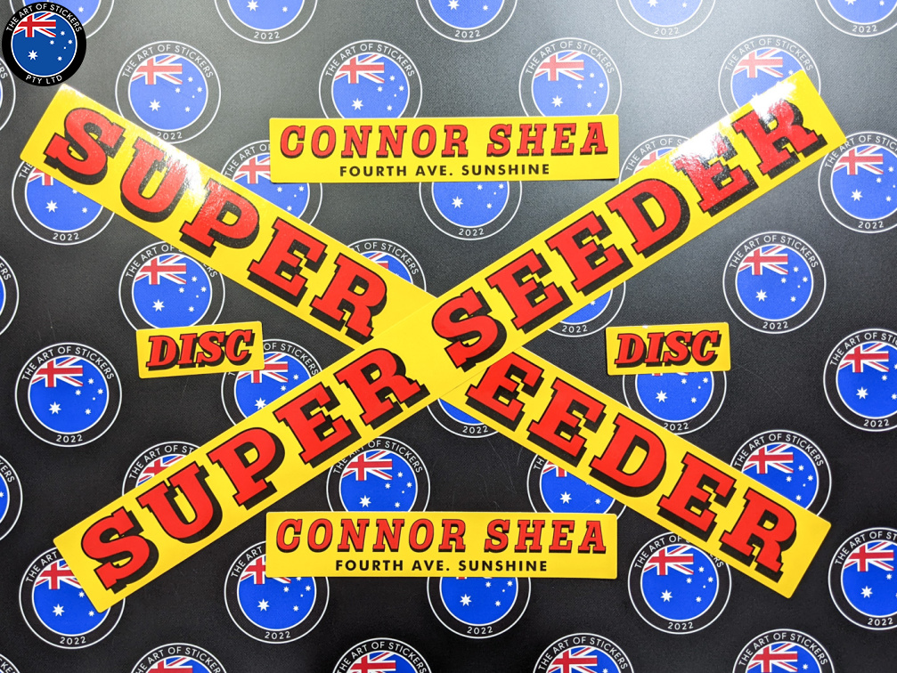Custom Printed Contour Cut Die-Cut Super Seeder Vinyl Business Sticker Set