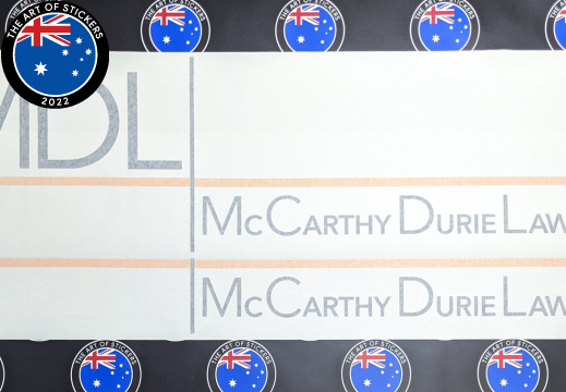 Custom Printed Contour Cut McCarthy Durie Lawyers Vinyl Business Logo Stickers