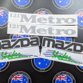 Custom Mixed Printed Die-Cut Mazda Shades and Vinyl Cut 121 Metro Vinyl Business Stickers