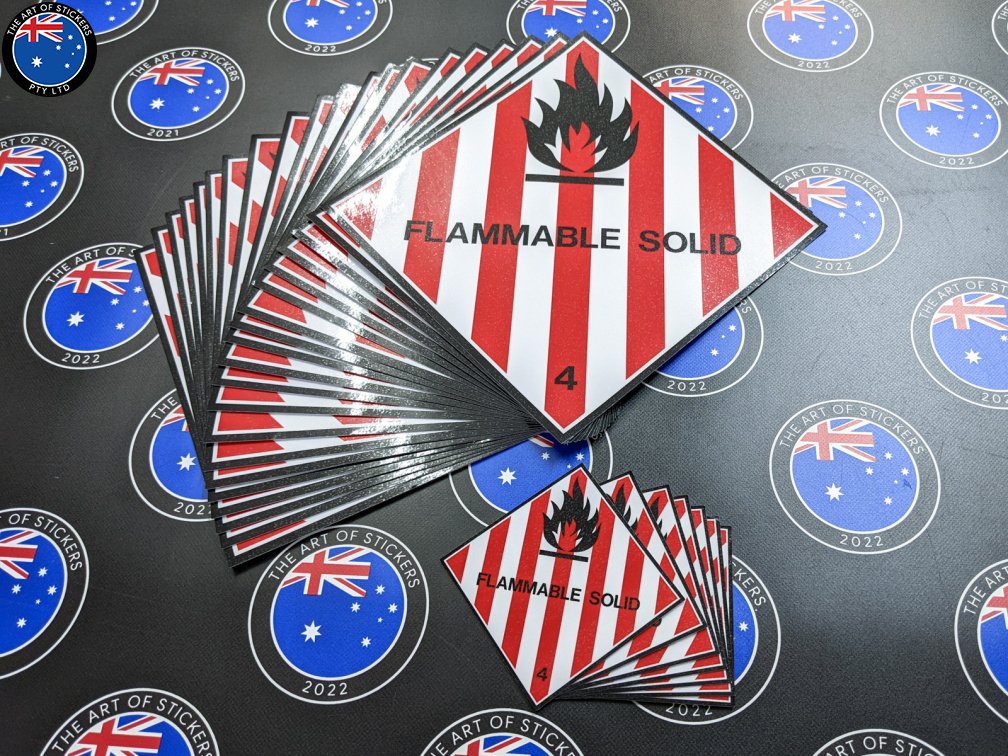 Bulk Catalogue Printed Contour Cut Die-Cut Flammable Solid Vinyl Business Safety Stickers