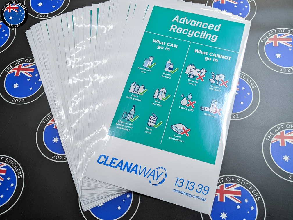 Bulk Custom Printed Contour Cut Die-Cut Cleanaway Advanced Recycling Vinyl Business Signage Stickers