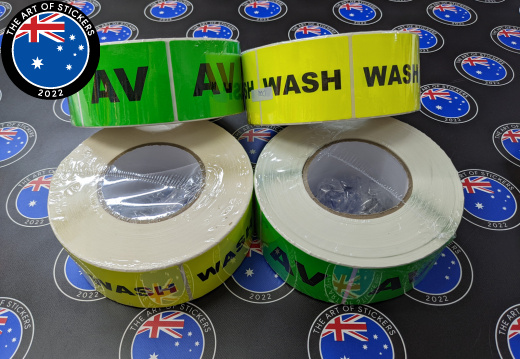 Custom Printed Fluorescent AV and Wash Business Label Rolls