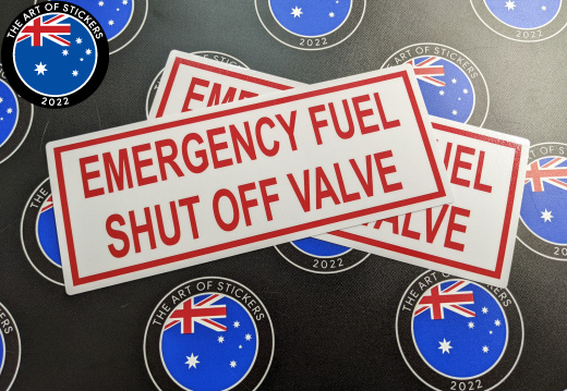 Catalogue Printed Contour Cut Die-Cut Emergency Fuel Shut Off Valve Vinyl Business Signage Stickers