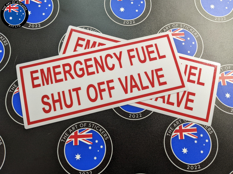 Catalogue Printed Contour Cut Die-Cut Emergency Fuel Shut Off Valve Vinyl Business Signage Stickers