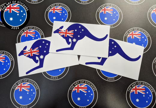 Catalogue Printed Contour Cut Die-Cut Australian Flag Kangaroo Vinyl Stickers