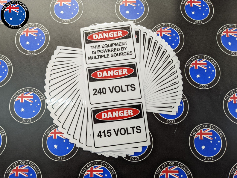 Bulk Catalogue Printed Contour Cut Die-Cut Multiple Electrical Danger Vinyl Business Signage Stickers