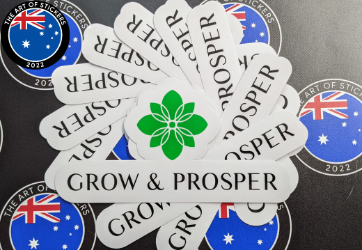 Custom Printed Die-Cut Grow and Prosper Vinyl Business Logo Stickers