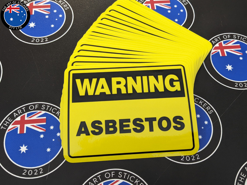 Bulk Catalogue Printed Contour Cut Die-Cut Warning Asbestos Vinyl Business Signage Stickers