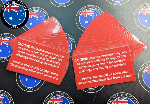 Bulk Custom Printed Contour Cut Die-Cut Caution Residual Air Pressure Vinyl Business Safety Signage Stickers