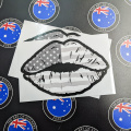 Custom Printed Contour Cut Die-Cut American Flag Lips Vinyl Stickers