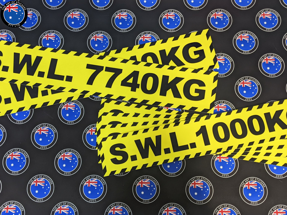 Catalogue Printed Contour Cut Die-Cut S.W.L. 1000kg Vinyl Business Safety Signage Stickers