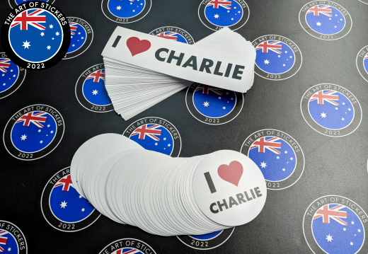 Bulk Custom Printed Contour Cut Die-Cut I Love Charlie Vinyl Stickers