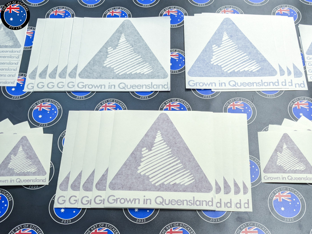 Custom Vinyl Cut Grown in Queensland Business Logo Stickers