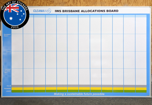 Custom Printed Dry Erase Laminated Cleanaway Brisbane Allocations Business Whiteboard