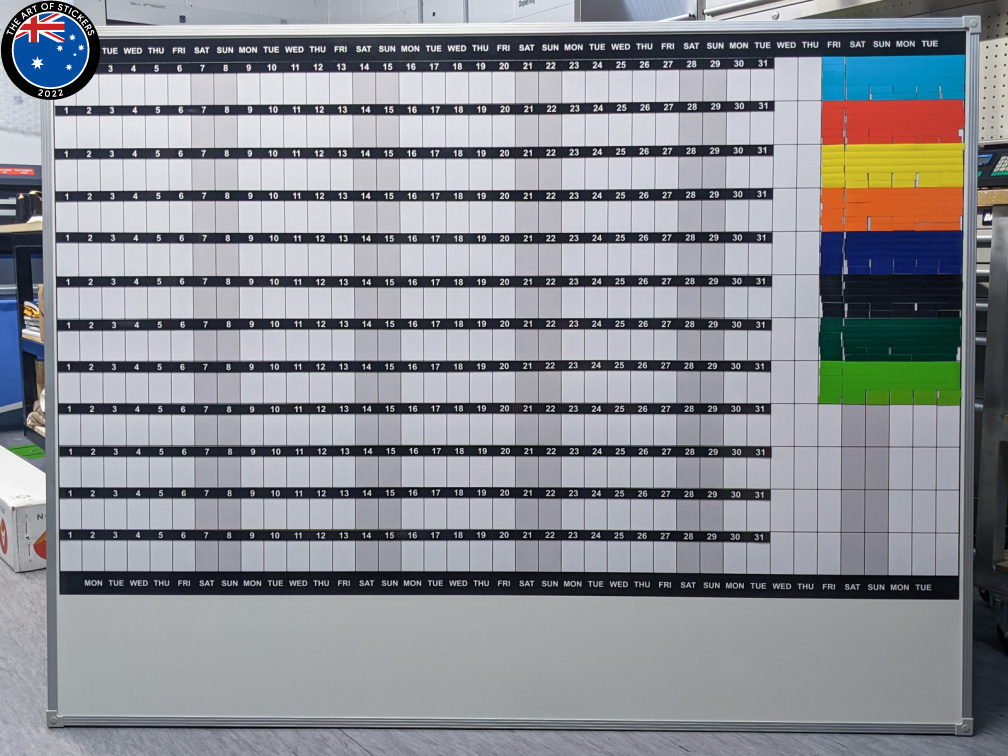 Custom Printed Perpetual Calendar Business Whiteboard with Colour Coded Magnets