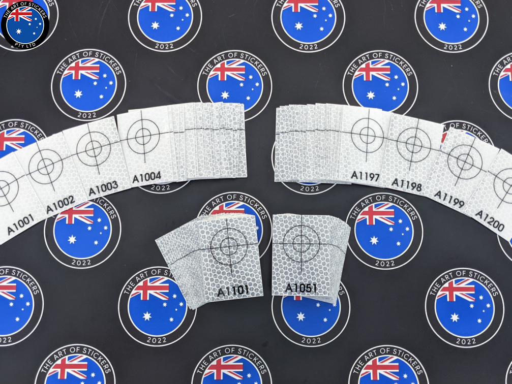Custom Printed Contour Cut Reflective Surveyor Targets Vinyl Business Stickers
