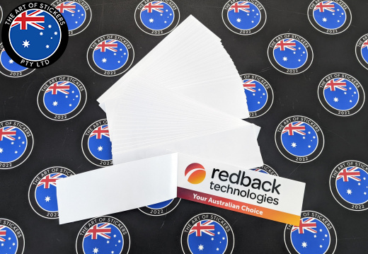 Custom Reverse Printed Die-Cut Redback Technologies Vinyl Business Stickers