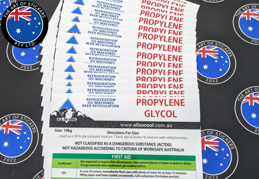 Bulk Custom Printed Contour Cut Die-Cut All So Cool Propylene Glycol Vinyl Business Merchandise Label Stickers