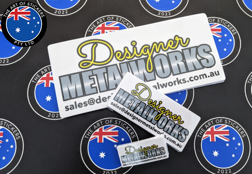 Bulk Custom Printed Contour Cut Die-Cut Designer Metalworks Vinyl Business Logo Stickers