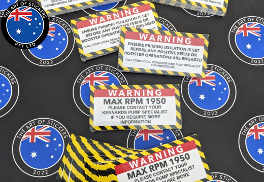 Bulk Custom Printed Contour Cut Die-Cut Kennards Pump Warning Vinyl Business Stickers