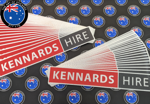 Custom Printed Contour Cut Kennards Hire Reflective Vinyl Business Logo Stickers