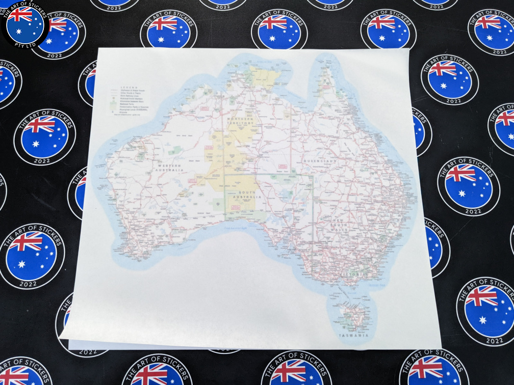 Catalogue Printed Contour Cut Australia Map Vinyl Business Stickers
