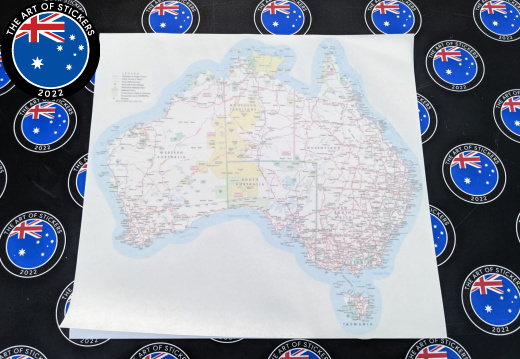 Catalogue Printed Contour Cut Australia Map Vinyl Business Stickers