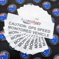 Custom Printed Contour Cut Die-Cut Ausecology GPS Speed Monitored Vehicle Vinyl Business Stickers