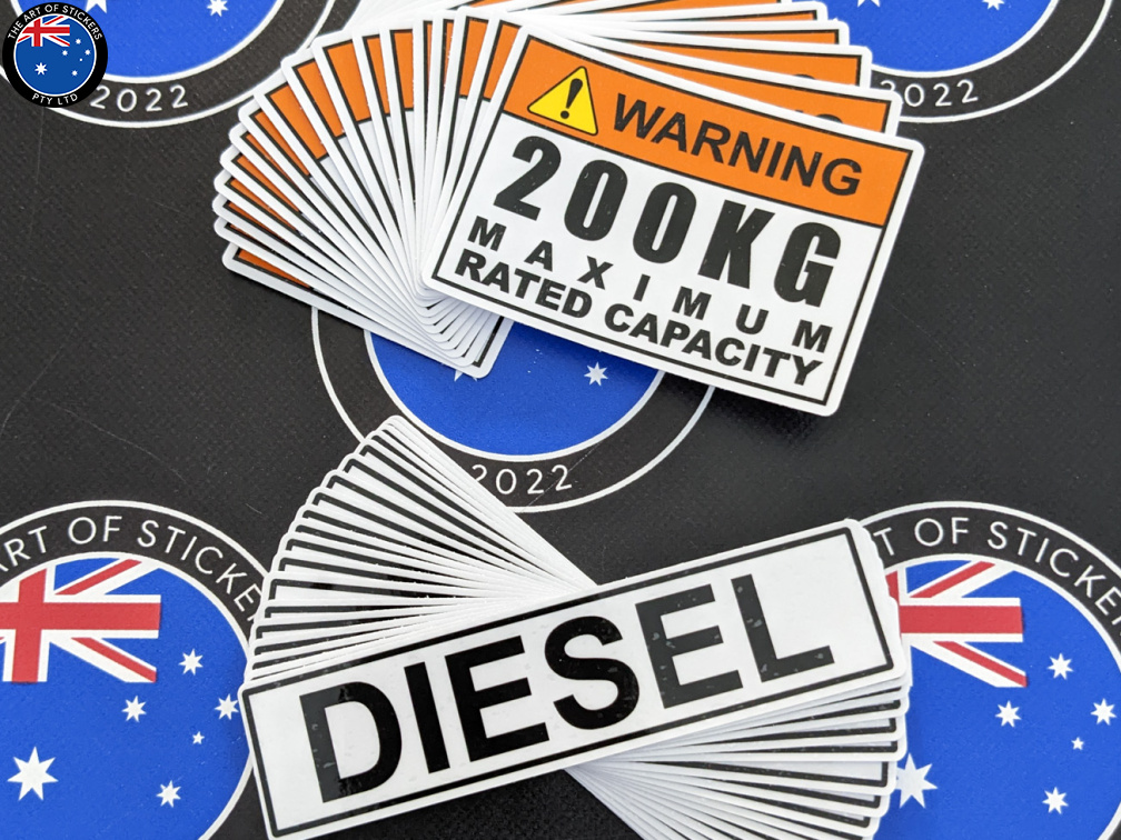 Bulk Catalogue Printed Contour Cut Die-Cut Max Rated Capacity & Diesel Vinyl Business Safety Signage Stickers