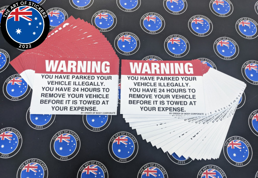 Bulk Custom Printed Contour Cut Die-Cut Warning Illegally Parked Vinyl Business Stickers