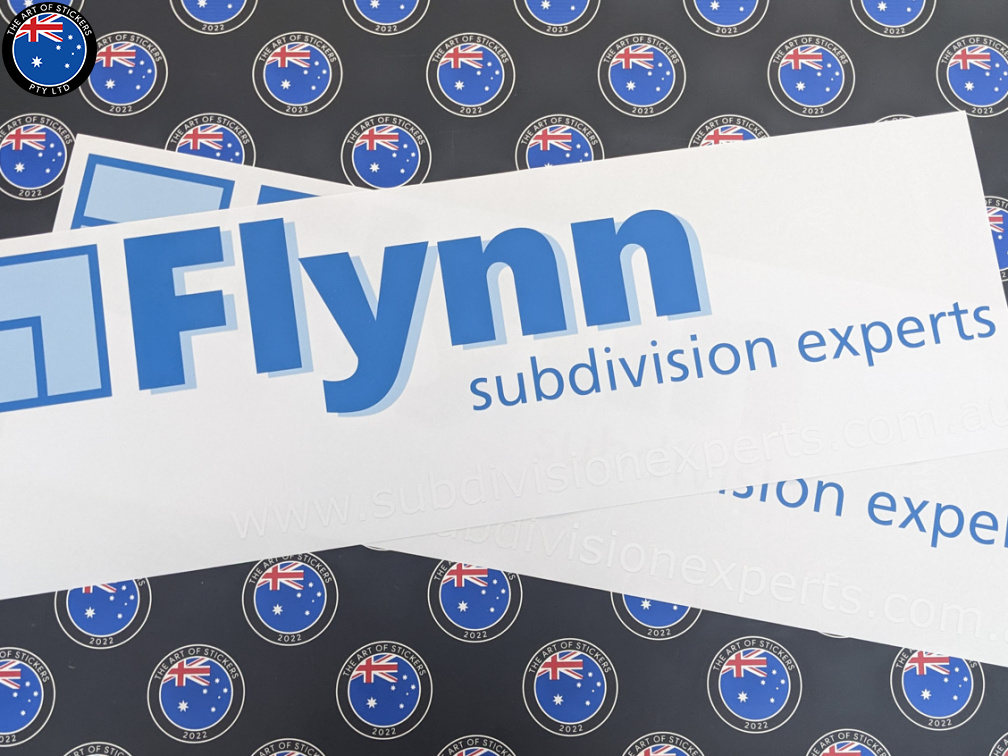 Custom Printed Contour Cut Flynn Subdivision Experts Vinyl Business Logo Stickers