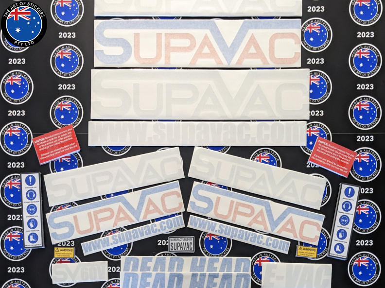Custom Mixed Printed Die-Cut Supavac Safety Equipment Signage and Reflective Business Logo Stickers