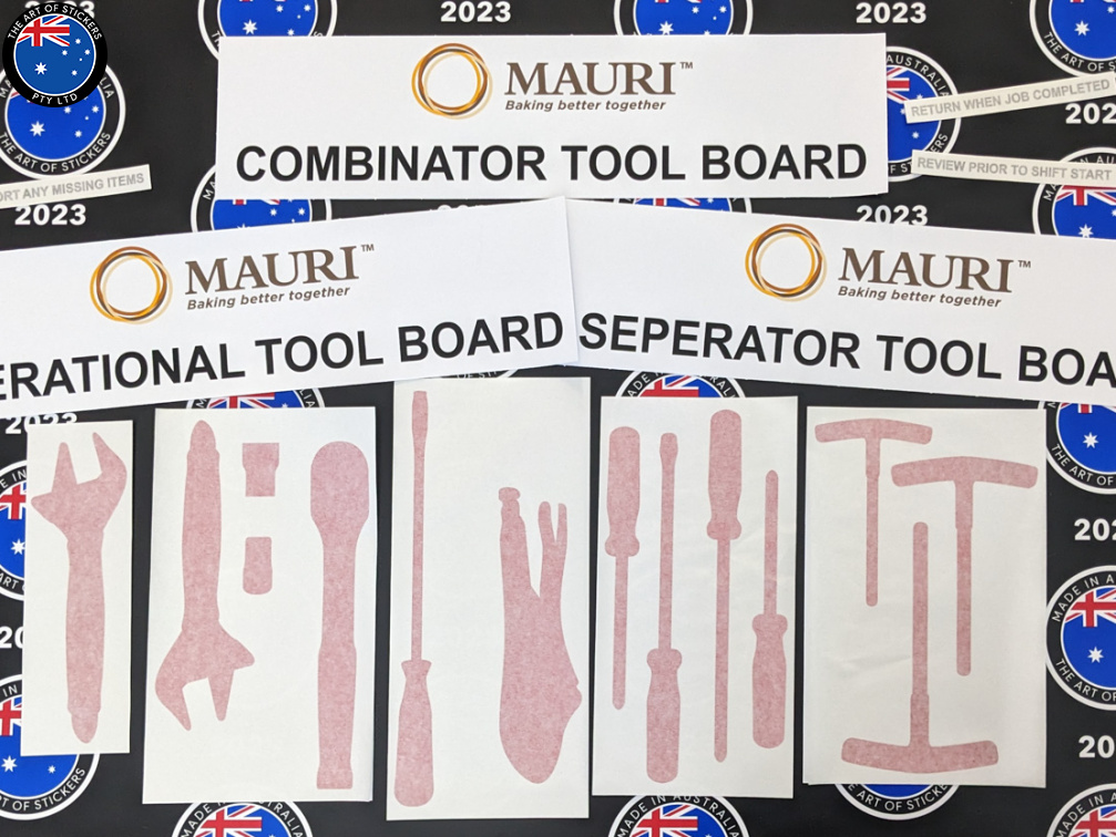 Custom Mixed Printed Die-Cut Contour Cut Mauri Tool Shadow Board Business and Vinyl Cut Lettering Decals